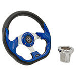 2004-Up Club Car Precedent - GTW&reg; Blue Racer Steering Wheel with Chrome Adapter Kit