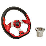 2004-Up Club Car Precedent - GTW&reg; Red Racer Steering Wheel Kit with Chrome Adaptor