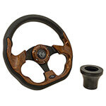 2004-Up Club Car Precedent - GTW&reg; Woodgrain Racer Steering Wheel with Black Adaptor