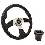 1994.5-Up EZGO - GTW&reg; Black Rally Steering Wheel with Black Adaptor