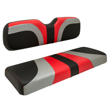 BuggiesUnlimited.com; Red Dot Blade Red,Silver and Carbon Fiber Rear Seat Covers - Genesis 250-300 Rear Seats