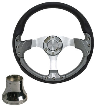BuggiesUnlimited.com; 1979-16 Yamaha - Pursuit 14in Carbon-Fiber Steering Wheel with Adapter Kit