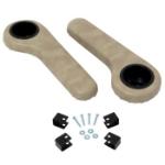 Set of 2 Universal Stone Beige Rear Seat Arm-Rest Cushion with Cup Holder