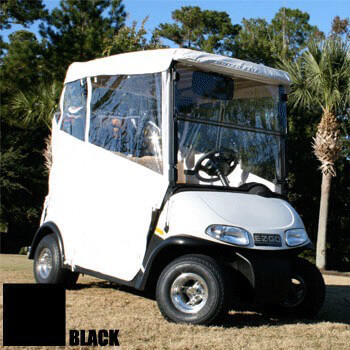 BuggiesUnlimited.com; 1986-94 EZGO Marathon - Red Dot 3-Sided Black Over-The-Top Soft Enclosure