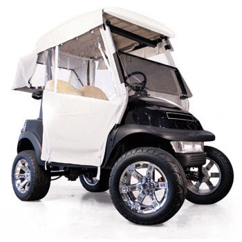 BuggiesUnlimited.com; 2008-Up EZGO RXV w/  Old Style Top - RedDot White 3-Sided Over-The-Top Straight Back Enclosure
