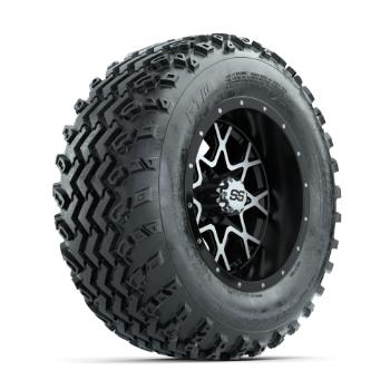 BuggiesUnlimited.com; GTW Vortex Machined/ Matte Black 12 in Wheels with 23x10.00-12 Rogue All Terrain Tires – Set of 4