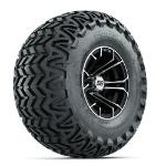 GTW Spyder Machined/ Black 10 in Wheels with 22x11-10 Predator All Terrain Tires – Set of 4