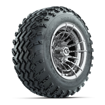 BuggiesUnlimited.com; GTW® Boost Chrome 12 in Wheels with 22x11.00-12 Rogue All-Terrain Tires - Set of 4