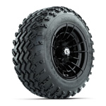 GTW&reg; Boost Gloss Black 12 in Wheels with 22x11.00-12 Rogue All-Terrain Tires - Set of 4
