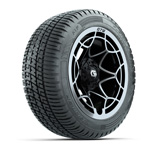GTW&reg; Nexus Gloss Black 12 in Wheels with 215-50-R12 Fusion SR Steel Belt Radial Tires - Set of 4