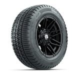 GTW® Stealth Gloss Black 12 in Wheels with 215/ 50-R12 Fusion S/ R Steel Belt Radial Tires – Set of 4