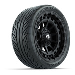 GTW® Barricade Gloss Black 14 in Wheels with 205/ 40-R14 Fusion GTR Street Tires – Set of 4