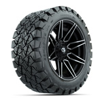 GTW® Stealth Gloss Black/ Machined 14 in Wheels with 22x10-14 Timberwolf All-Terrain Tires – Set of 4