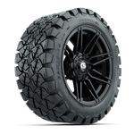 GTW® Stealth Gloss Black 14 in Wheels with 22x10-14 Timberwolf All-Terrain Tires – Set of 4