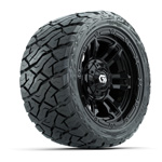 GTW Shogun Gloss Black 12 in Wheels with 215/ 40-R12 Maverick Low-Profile A/ T Tires – Set of 4