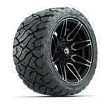 GTW Stealth Gloss Black/ Machined 12 in Wheels with 215/ 40-R12 Maverick Low-Pro A/ T Tires – Set of 4
