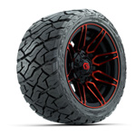 GTW Stealth Gloss Black/ Red 12 in Wheels with 215/ 40-R12 Maverick Low-Profile A/ T Tires – Set of 4