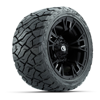 BuggiesUnlimited.com; GTW Vandal Matte Black/ Machined 12 in Wheels with 215/ 40-R12 Maverick Low-Pro A/ T Tires – Set of 4