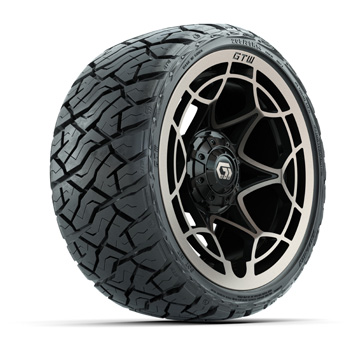 BuggiesUnlimited.com; GTW Nexus Gloss Black/ Bronze 14 in Wheels with 205/ 35-R14 Maverick Low-Profile A/ T Tires – Set of 4