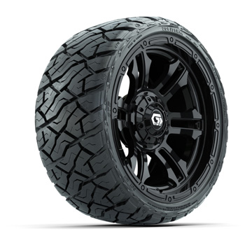 BuggiesUnlimited.com; GTW Shogun Gloss Black 14 in Wheels with 205/ 35-R14 Maverick Low-Profile A/ T Tires – Set of 4