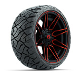 GTW Stealth Gloss Black/ Red 14 in Wheels with 205/ 35-R14 Maverick Low-Profile A/ T Tires – Set of 4