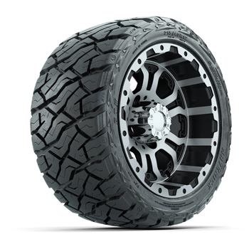 BuggiesUnlimited.com; GTW Omega Black/ Machined 12 in Wheels with 215/ 40-R12 Maverick Low-Profile A/ T Tires – Set of 4