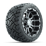 GTW Omega Black/ Machined 12 in Wheels with 215/ 40-R12 Maverick Low-Profile A/ T Tires – Set of 4