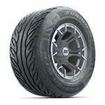 GTW&reg; Spyder Silver Brush 12 in Wheels with 255/ 55-R12 Fusion GTR Street Tires - Set of 4