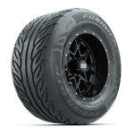 GTW&reg; Vortex 2 Matte Black/ Machined 12 in Wheels with 255/ 55-R12 Fusion GTR Street Tires - 4 Set