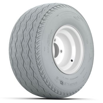 BuggiesUnlimited.com; White Steel 8 in Wheels with 18.5 in Gray Non-Marking Tires - Set of 4