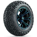 GTW Black/ Blue Spyder 14 in Wheels with 23x10-14 GTW Predator All-Terrain Tires - Set of 4