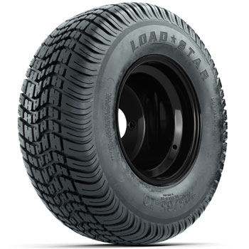 BuggiesUnlimited.com; GTW Steel Black Centered 10 in Wheels with 205/ 65-10 Kenda Load Star Tires - Set of 4