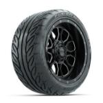 GTW Volt Machined/ Black 14 in Wheels with 225/ 40-R14 Fusion GTR Street Tires – Set of 4