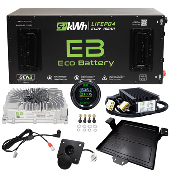 BuggiesUnlimited.com; EZGO Freedom RXV with Metal Battery Tray Eco Lithium  51v 105Ah GEN3 Skinny Conversion Kit