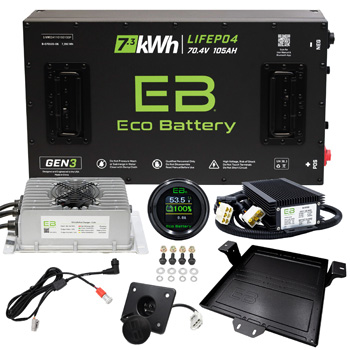 BuggiesUnlimited.com; EZGO Freedom RXV with Metal Battery Tray Eco Lithium 70v 105Ah GEN3 Conversion Kit