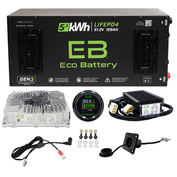 BuggiesUnlimited.com; EZGO TXT Eco Lithium 51v 105Ah GEN3 Skinny Conversion Kit